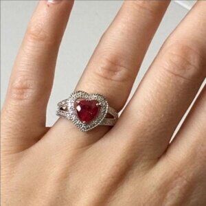 NEW Sterling Silver Ruby Heart Ring Size 7